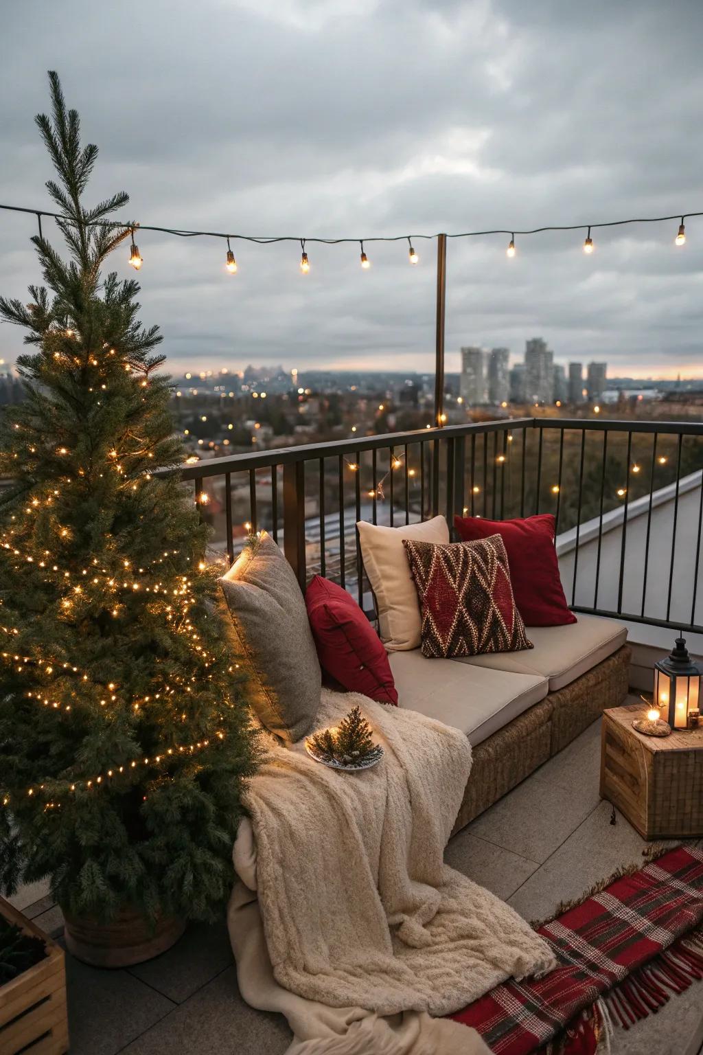 A snug repose area entices you to savor the holiday ambiance.