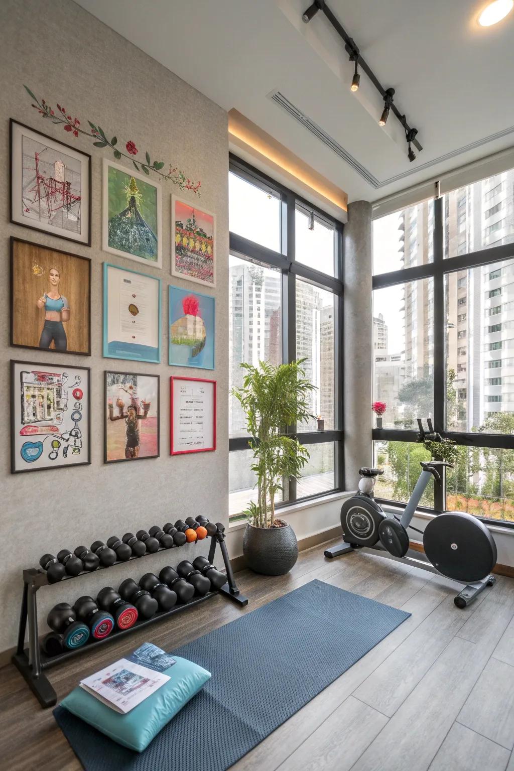 Personalized decor adds motivation and style.