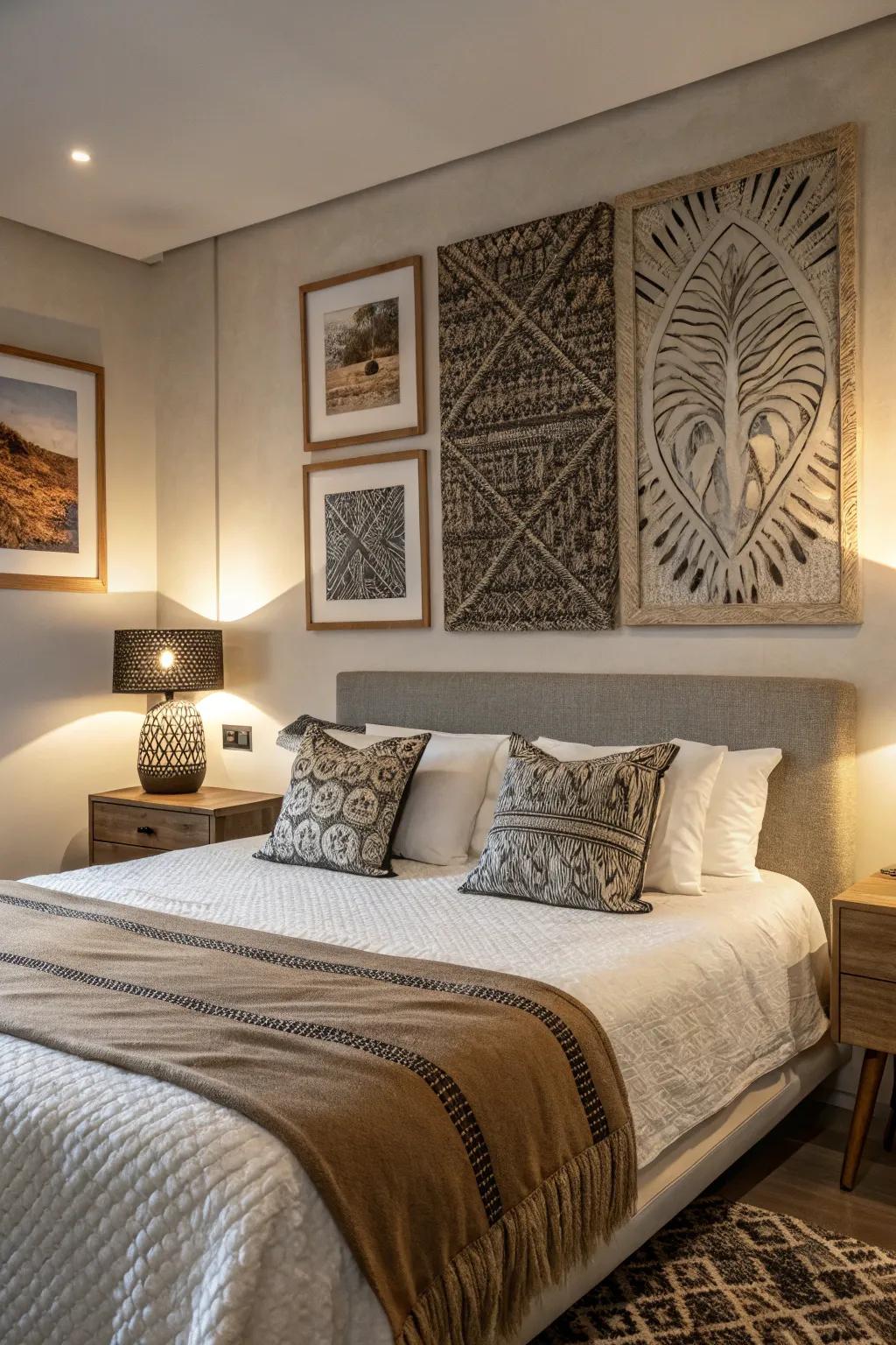 Enhance depth with artworks that add texture.