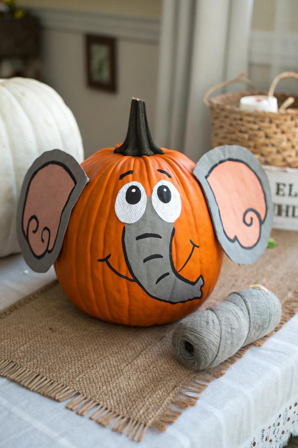 Animal-themed pumpkins bring a playful twist to your decorations.