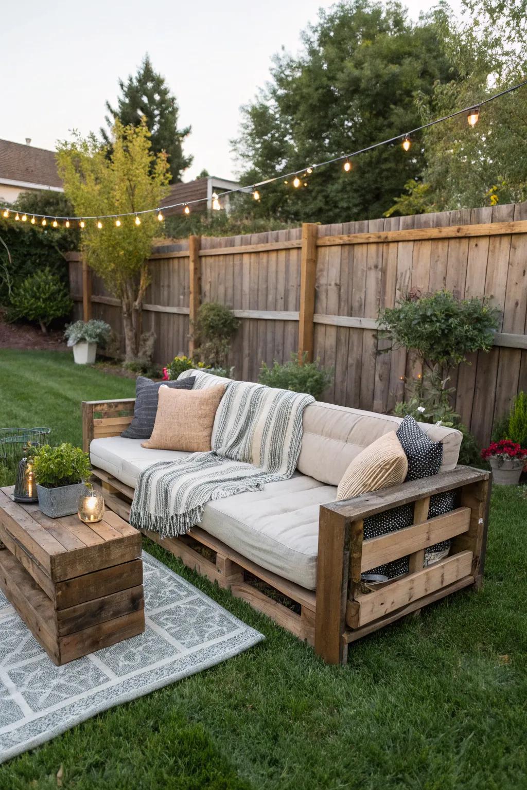 DIY couches bring personal flair and creativity to your yard.