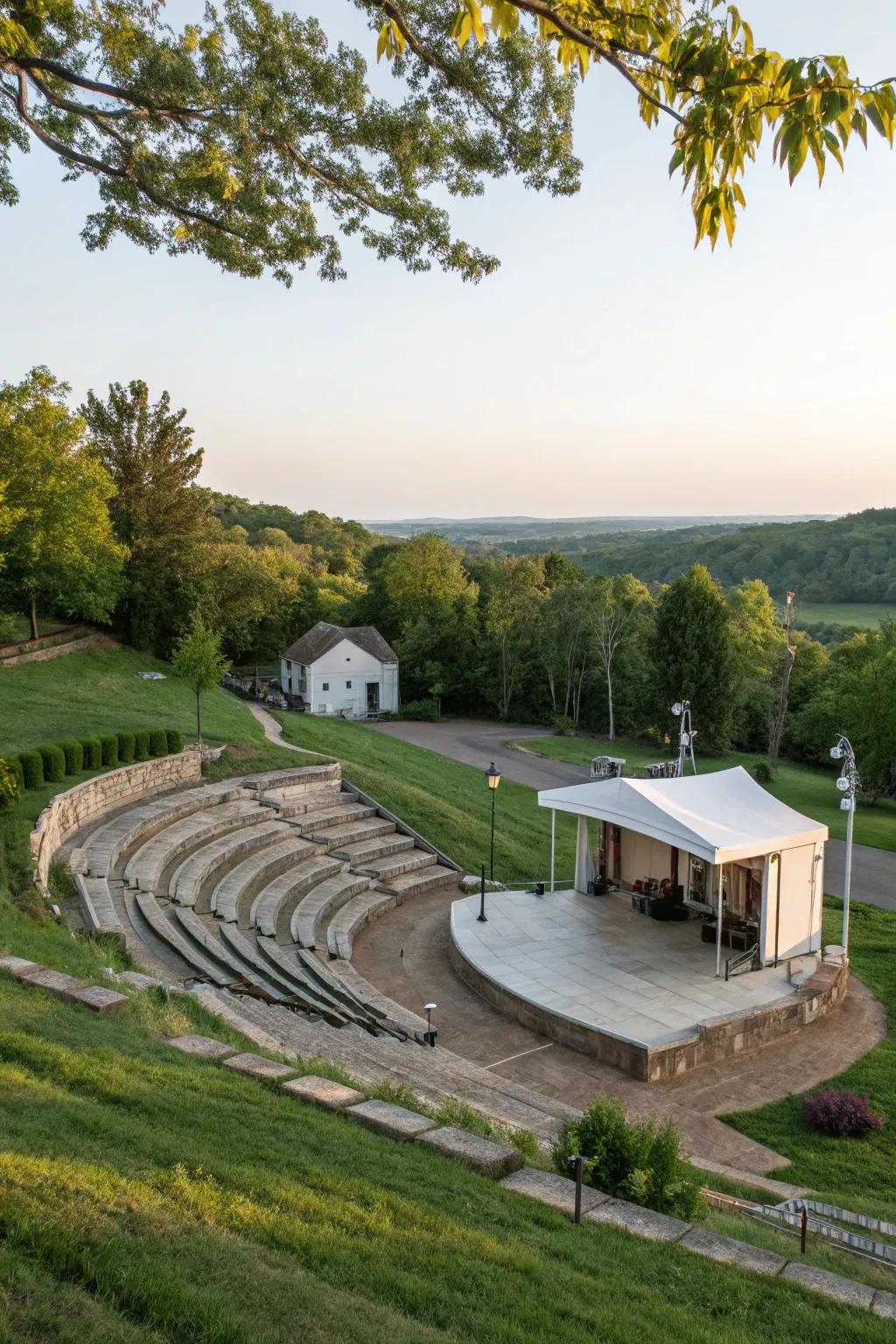 An outdoor amphitheater converts a hill into an entertainment venue.