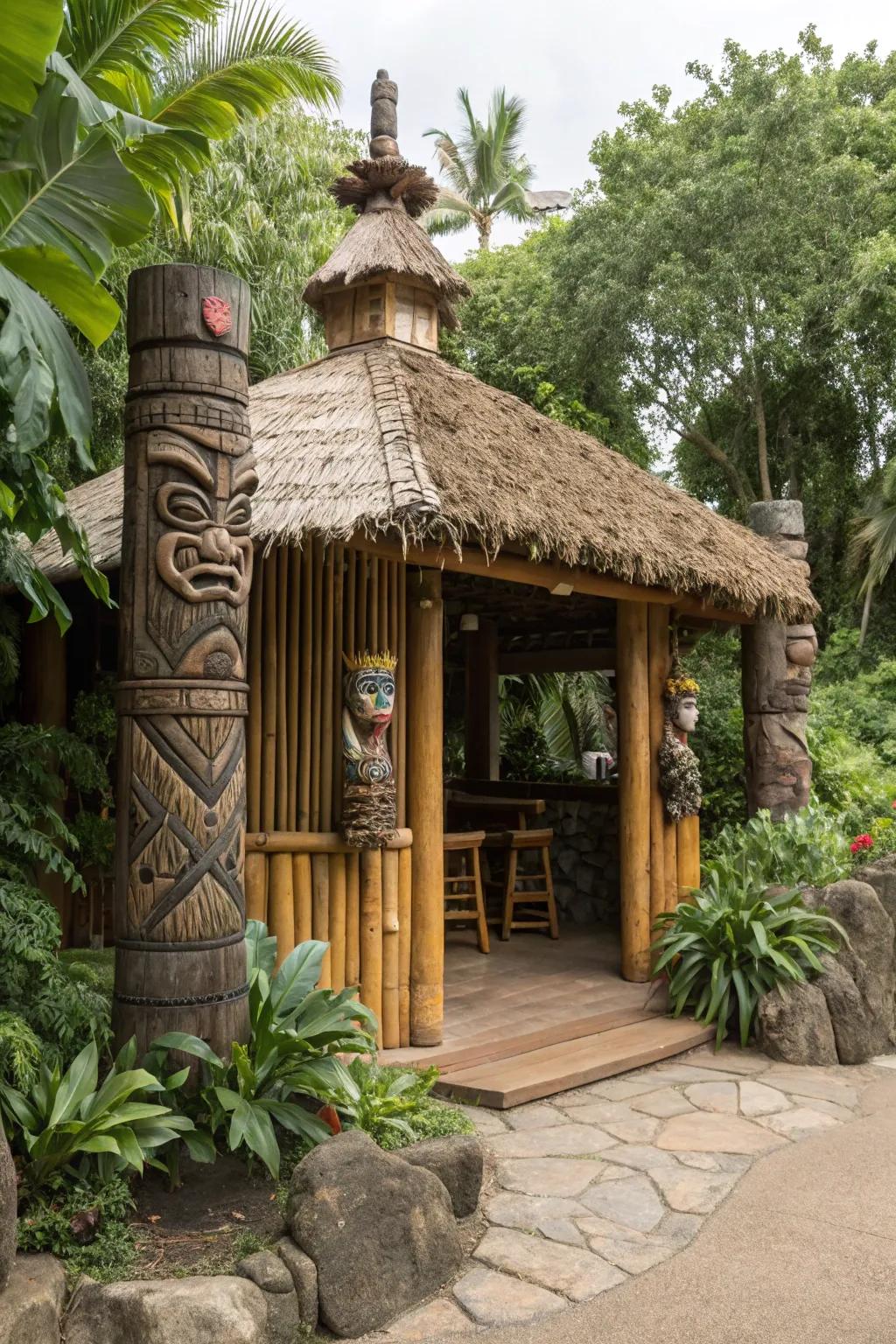Ornamental features add individuality and charm to your tiki hut.