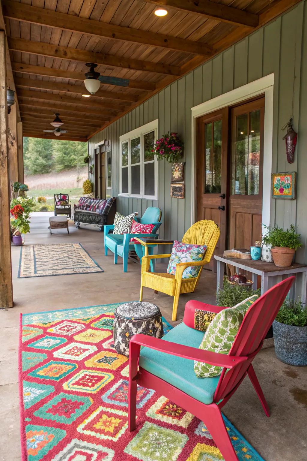 An eclectic mix of styles infuses personality into your veranda.