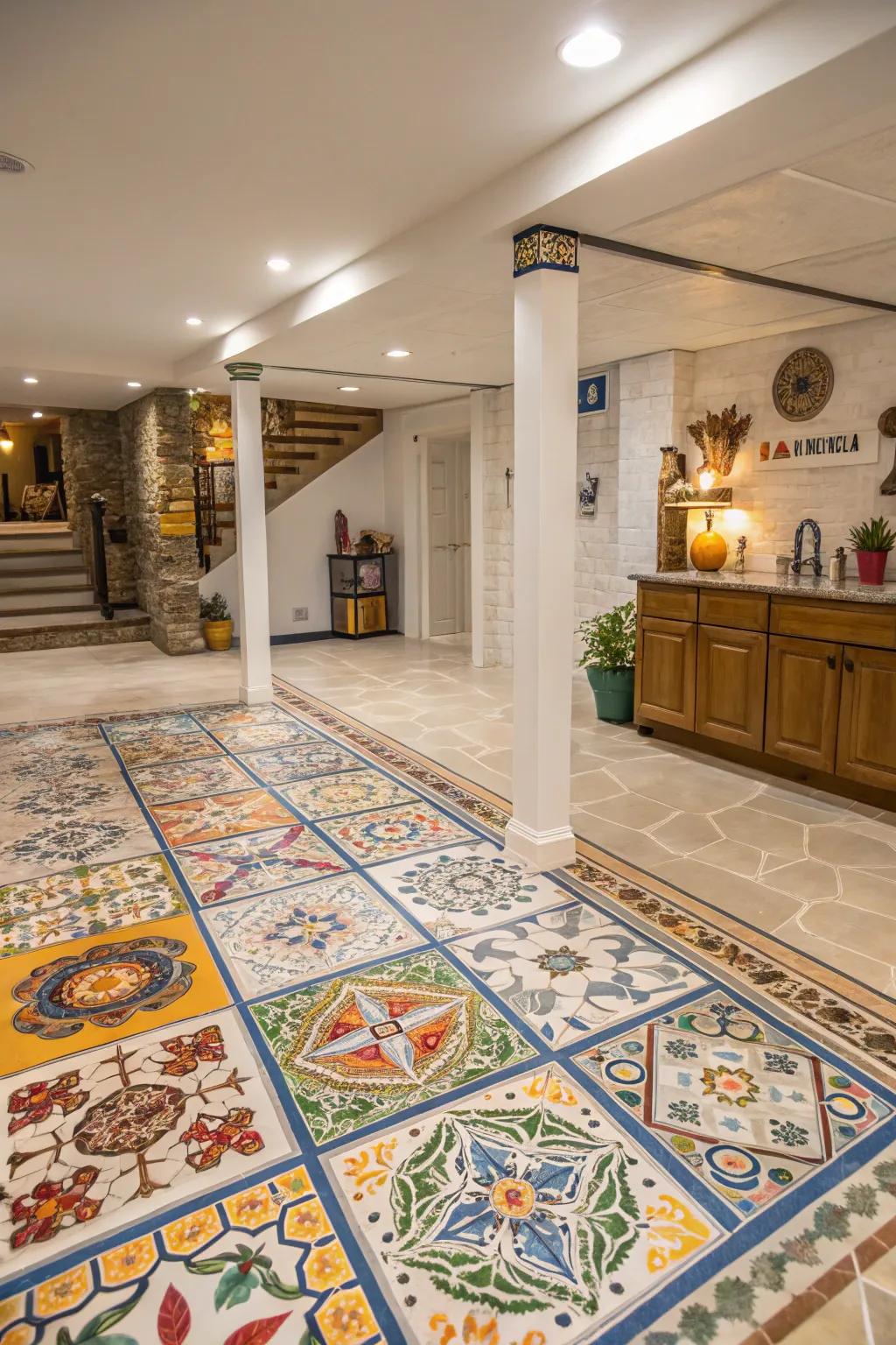 Clay tiles provide stylish and customizable flooring.