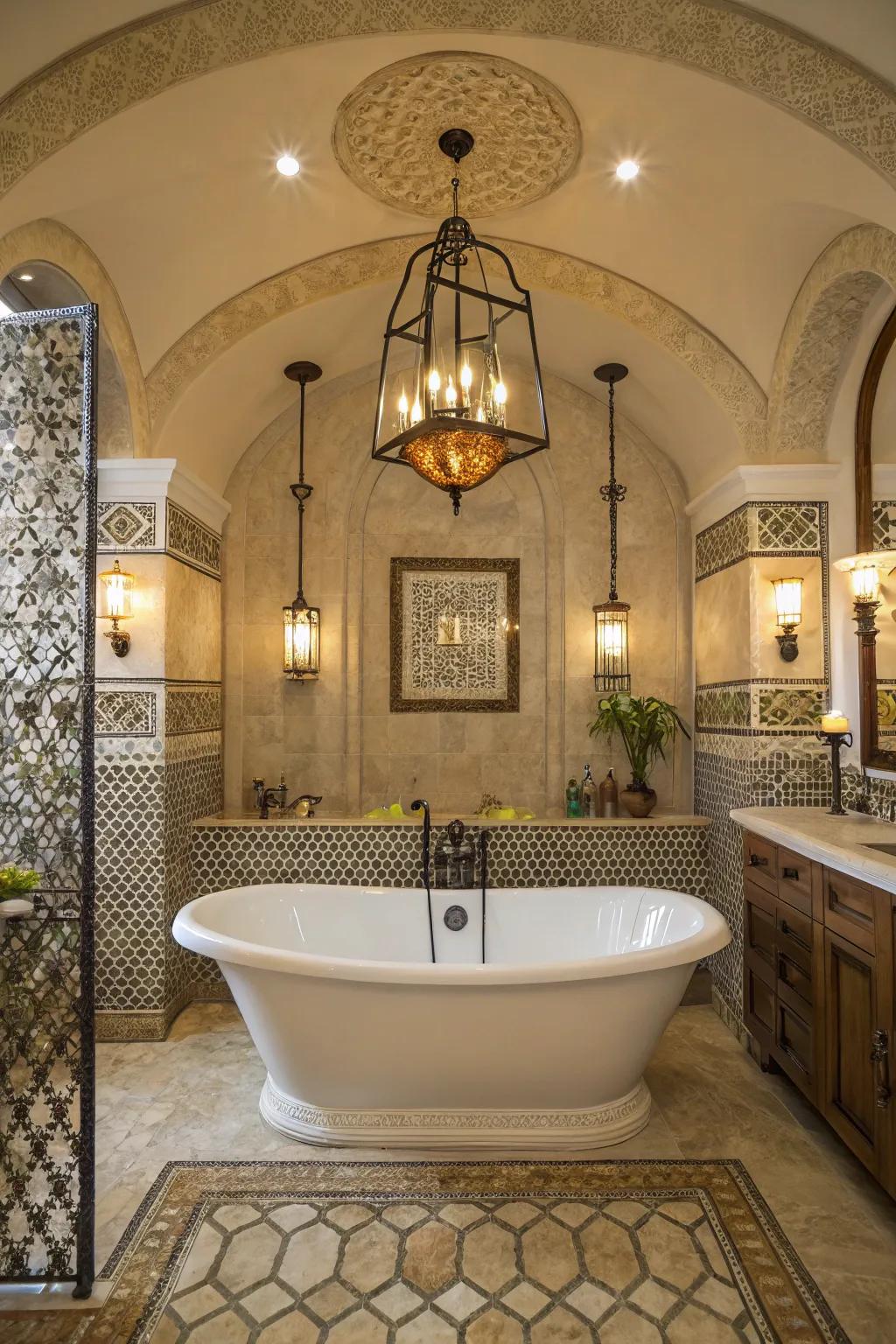 Use strategic lighting to showcase your tile design.