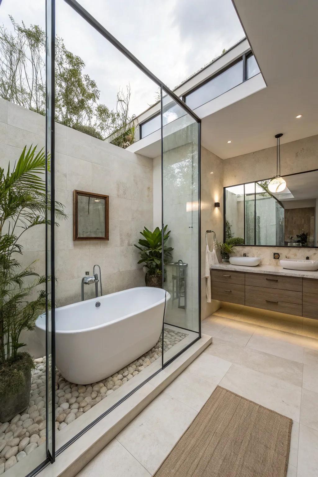 Get a smooth appearance with glass walls.