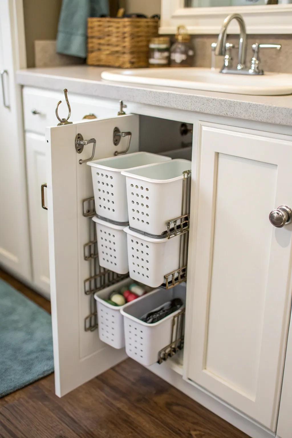 Employ door rears for clever storage solutions.