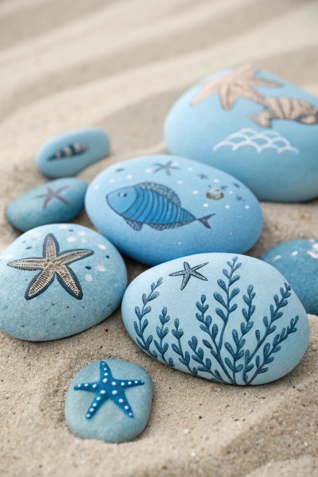 Plunge into tranquility with this captivating pebble art, ideal for building a peaceful underwater escape within your environment.