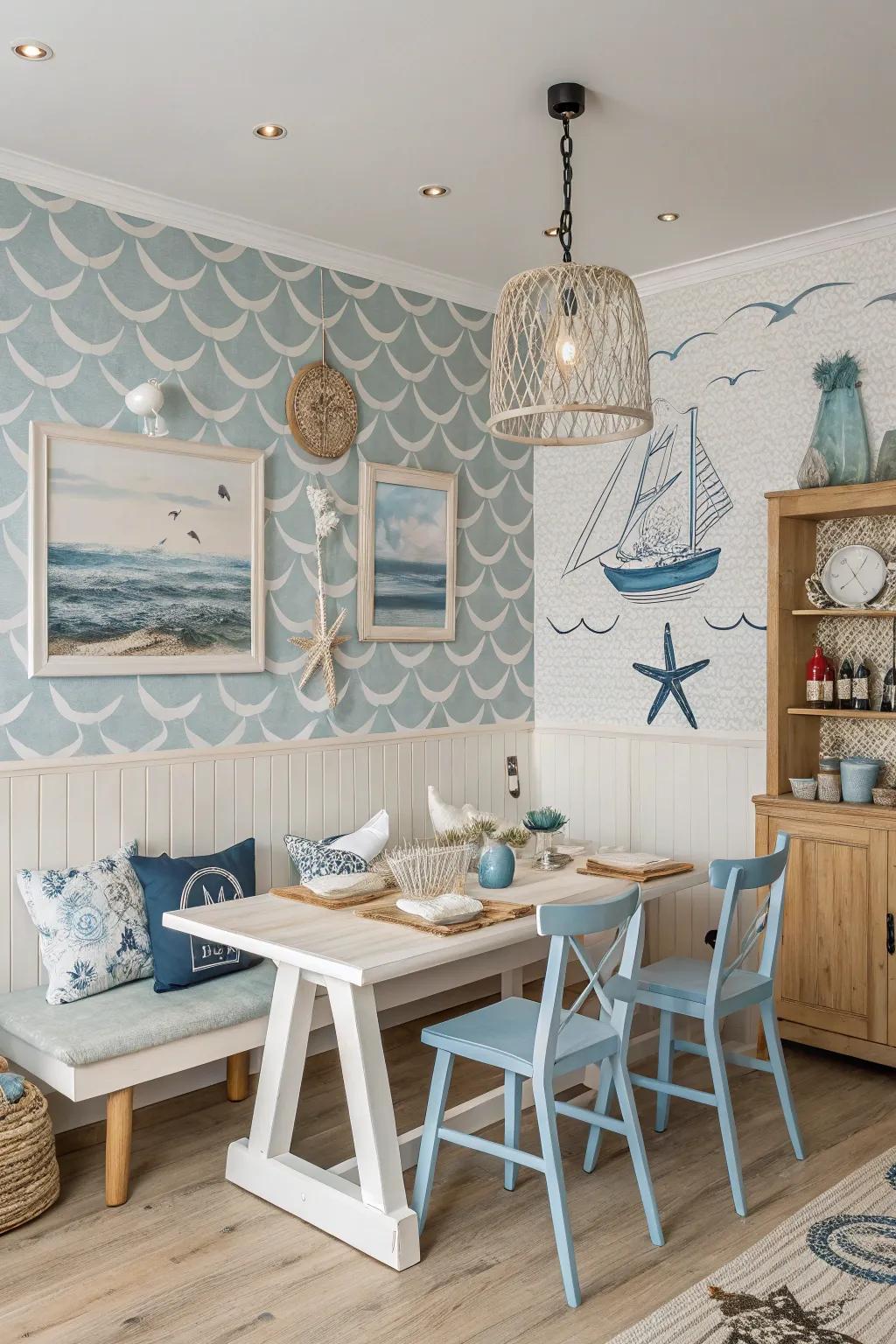 Upgrade your place using beach-themed wallpaper to catch a coastal ambiance.