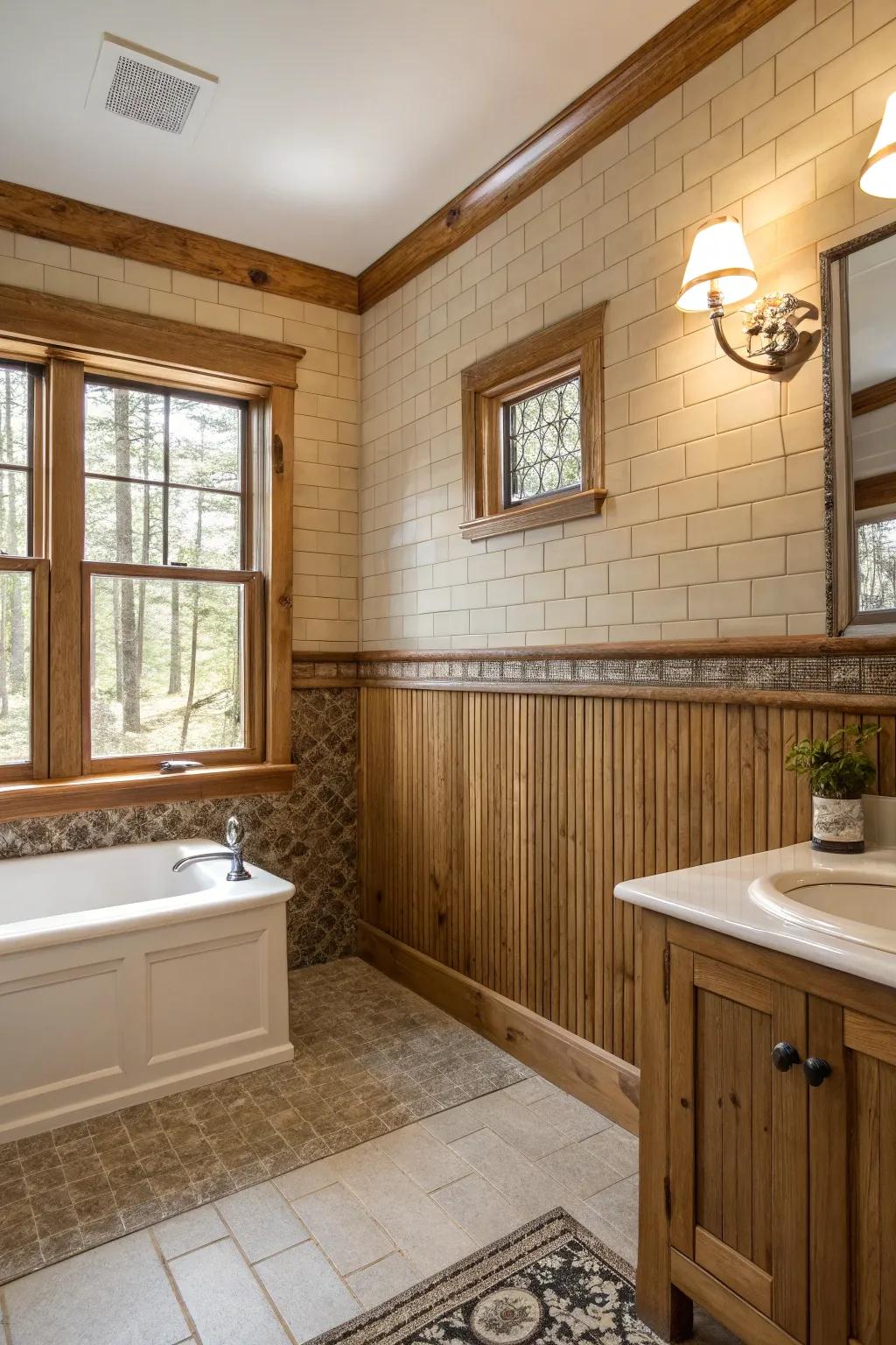 Mixing feels with plank panelling creates visual attention.