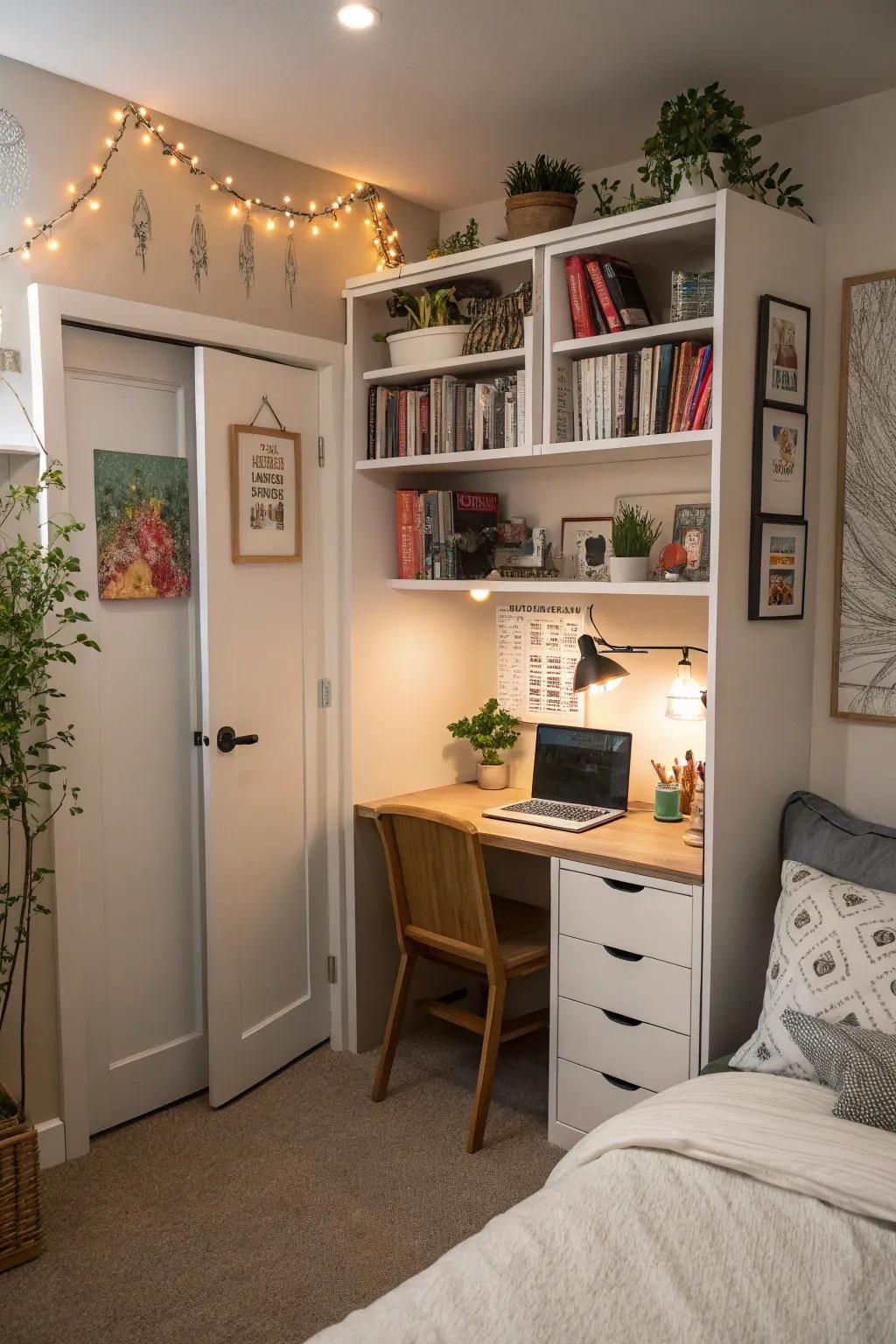 Conceal a workspace within a cubby for flawless operation.