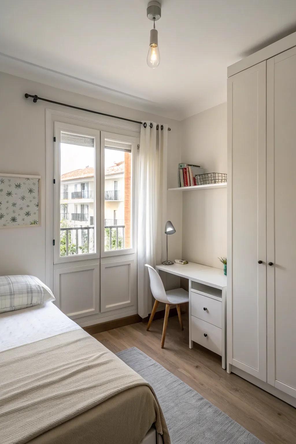 A bedroom embracing the grace of minimalist furniture.
