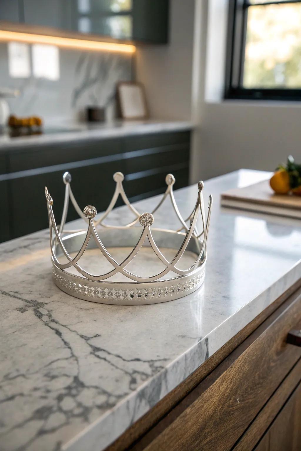 A sleek minimalist metallic birthday tiara