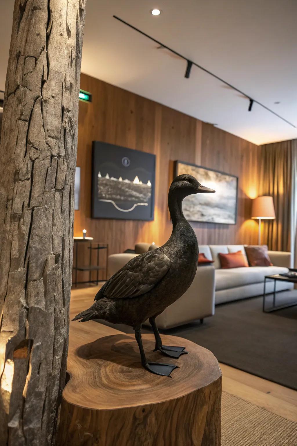 A sablefowl made better by a textured wood thing behind it.