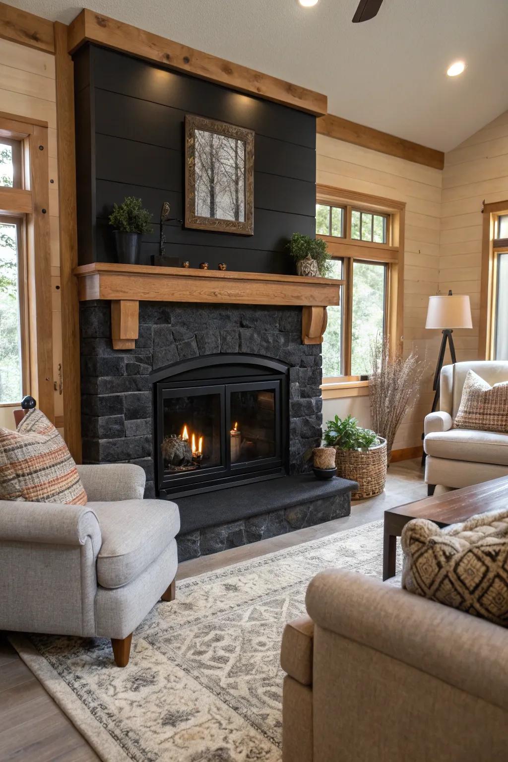 Achieve harmony with a pairing of dark and natural timber features.