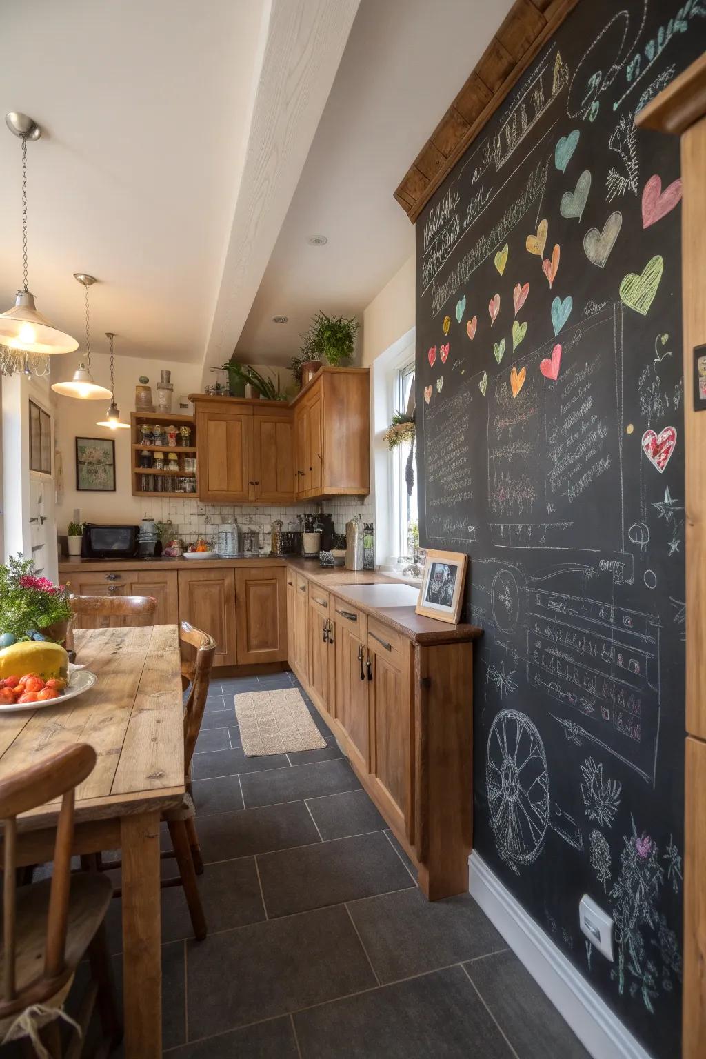 Incorporate functionality and amusement using a writing board wall.