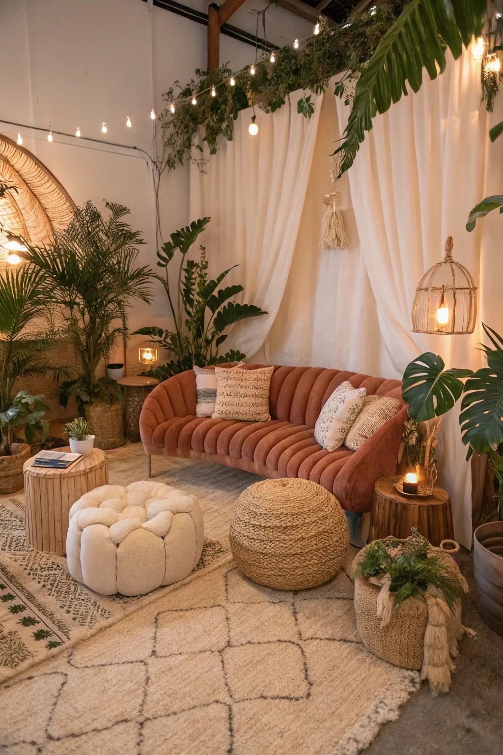 Natural contours add flow and harmony to a bohemian space.