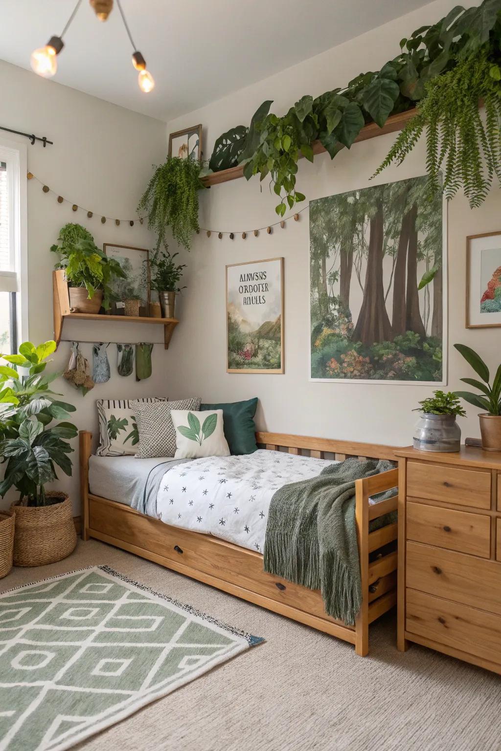 Fashion a serene sanctuary using nature-inspired sleeper sofa ornamentation.