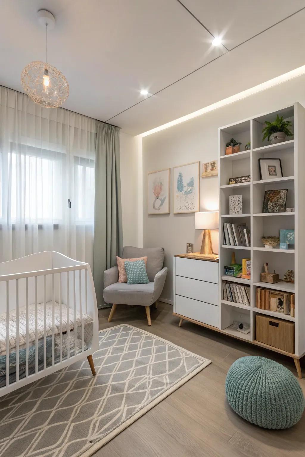 Achieve tranquility through a contemporary simple-themed nursery.