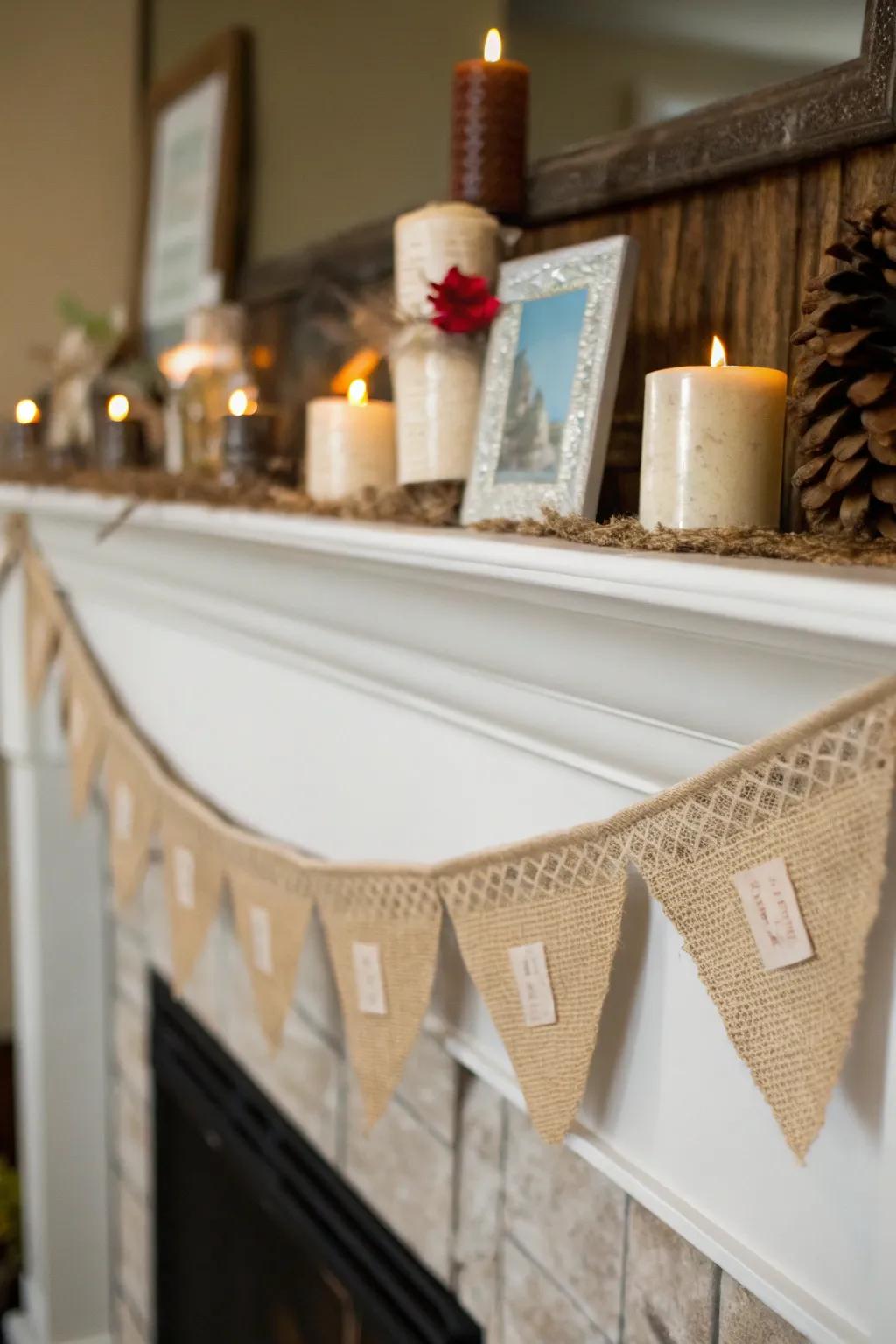 Hessian banners bring a festive flair to your decor.