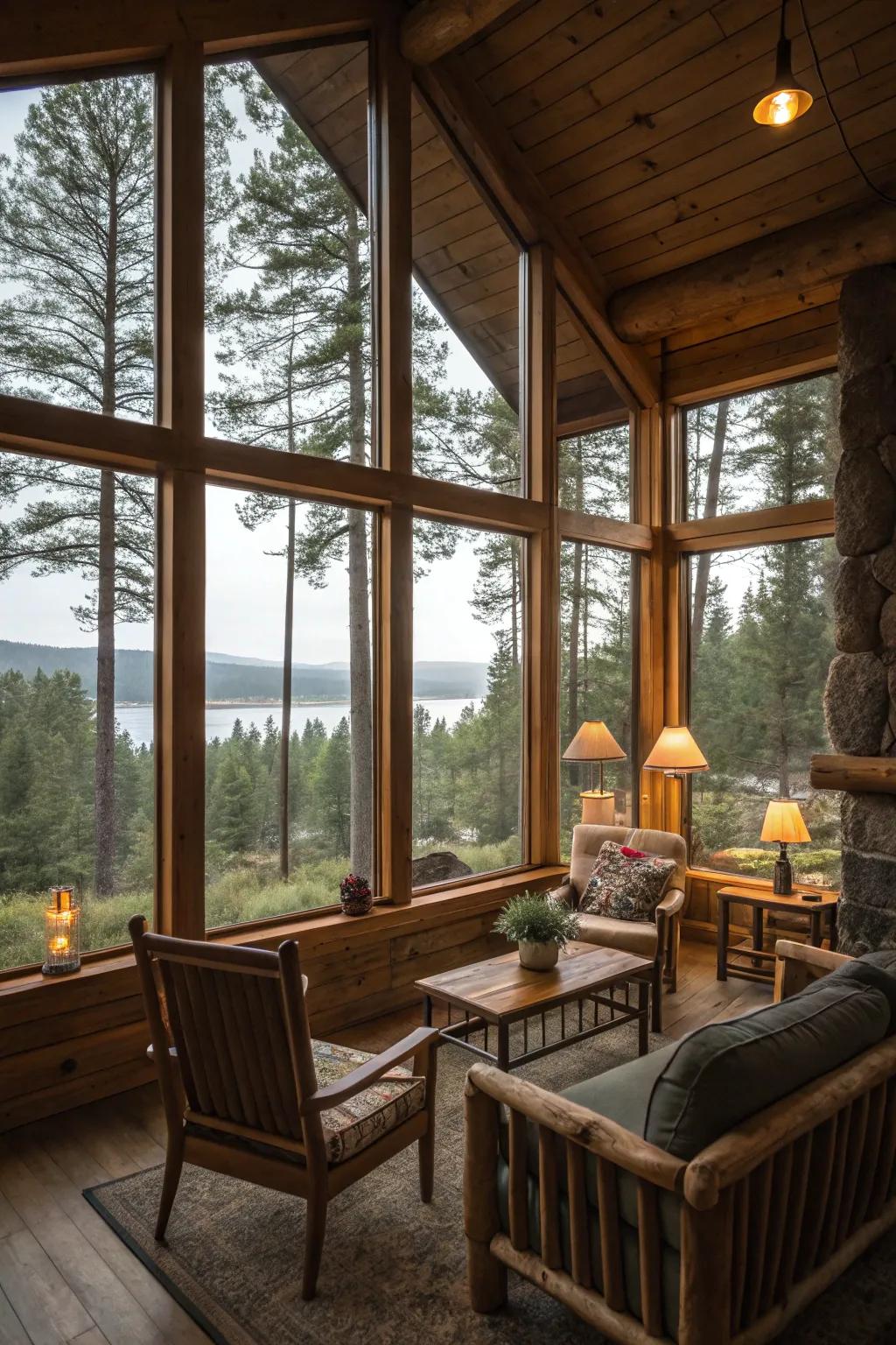 Furniture placement enhances the link with the surrounding landscape.