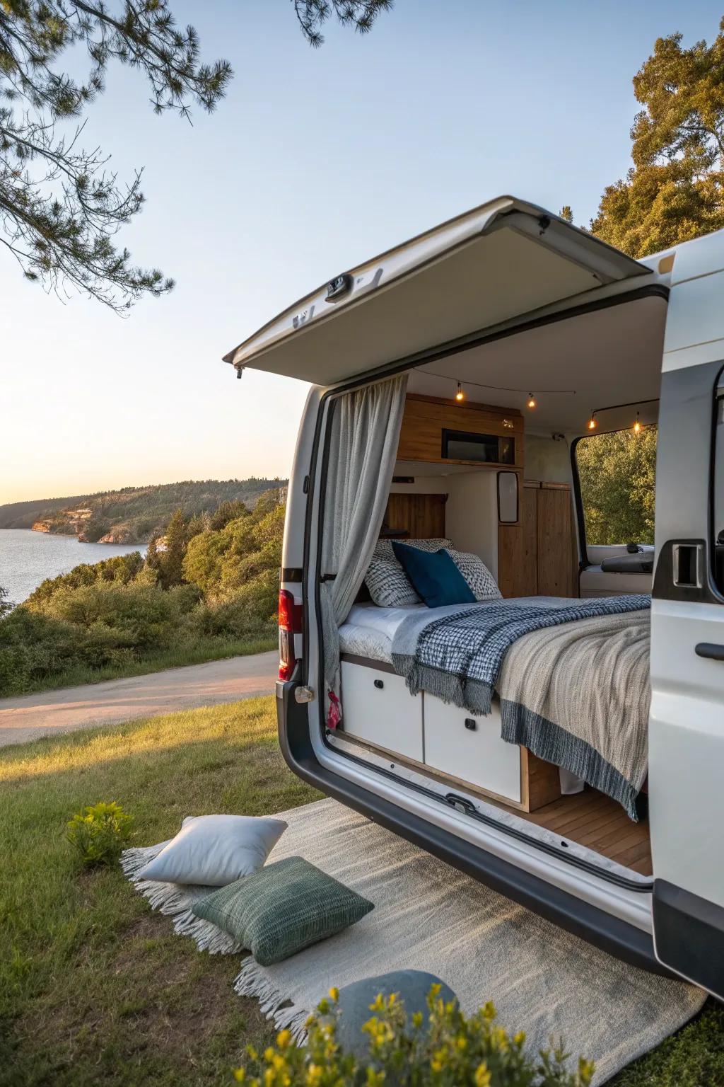 Slide-out beds offer a smooth transition from day to night setup.