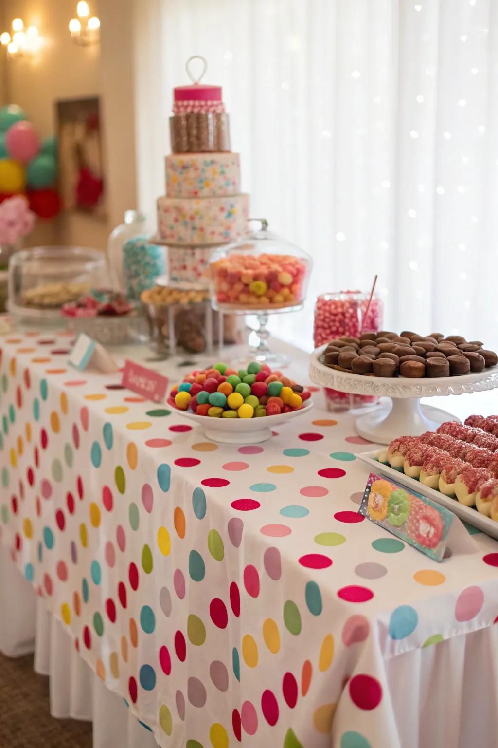 A hand-painted table overlay can be a distinctive and economical addition.