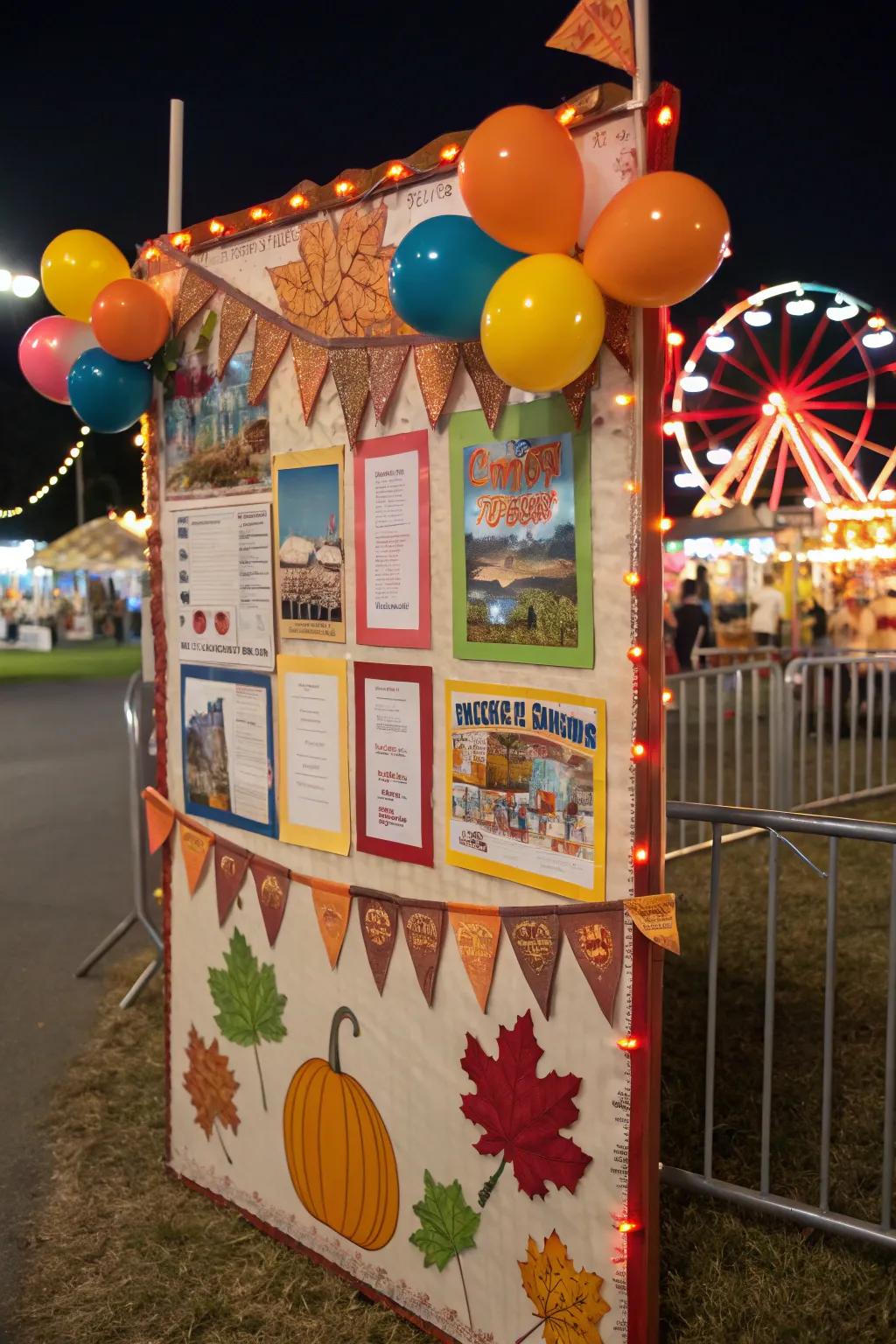 Seasonal motifs blend perfectly with the fair theme for a dynamic design.