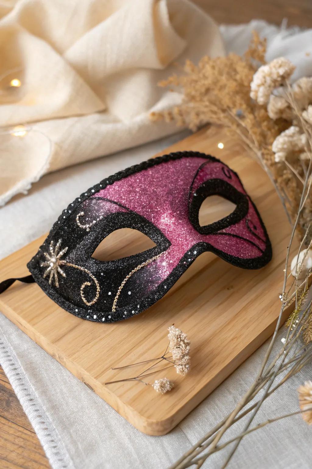 Embrace the drama with a dual design carnival mask that celebrates contrast and creativity.