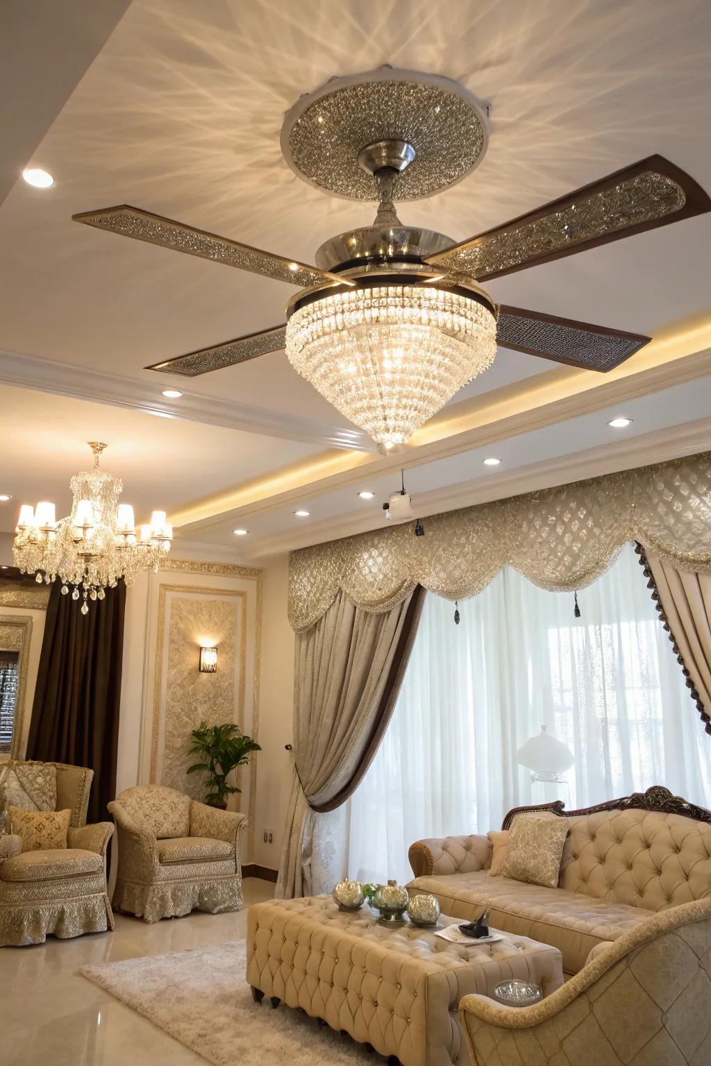 Shine and sparkle with a glamorous ceiling fan.