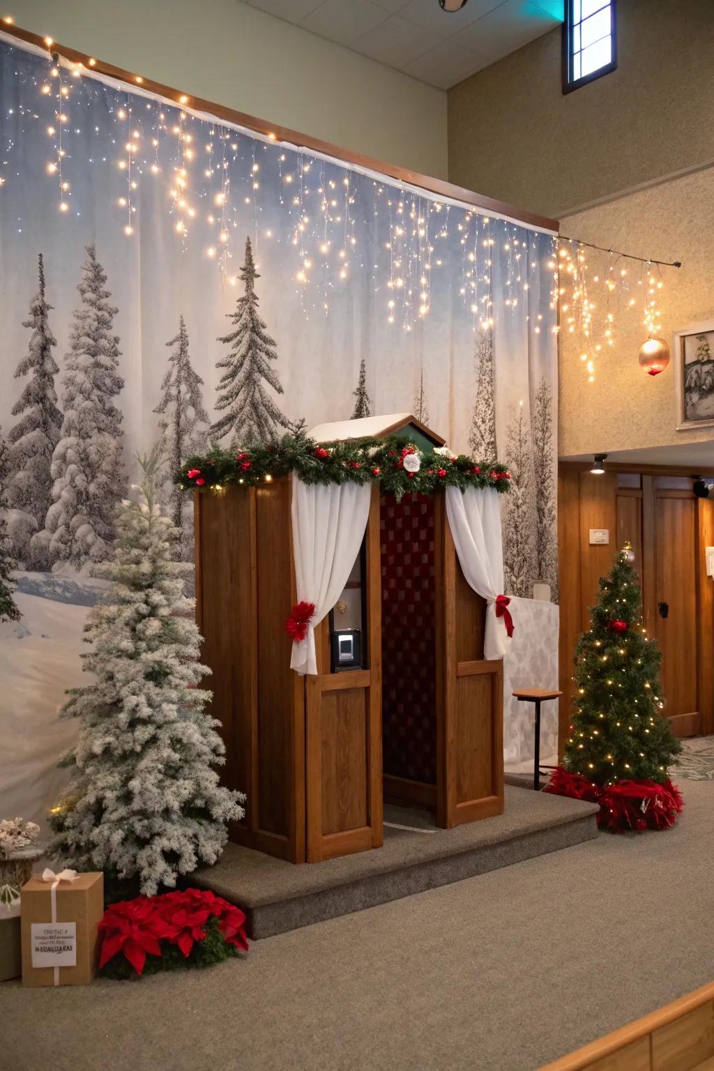A celebratory snapshot station preserves treasured family memories.