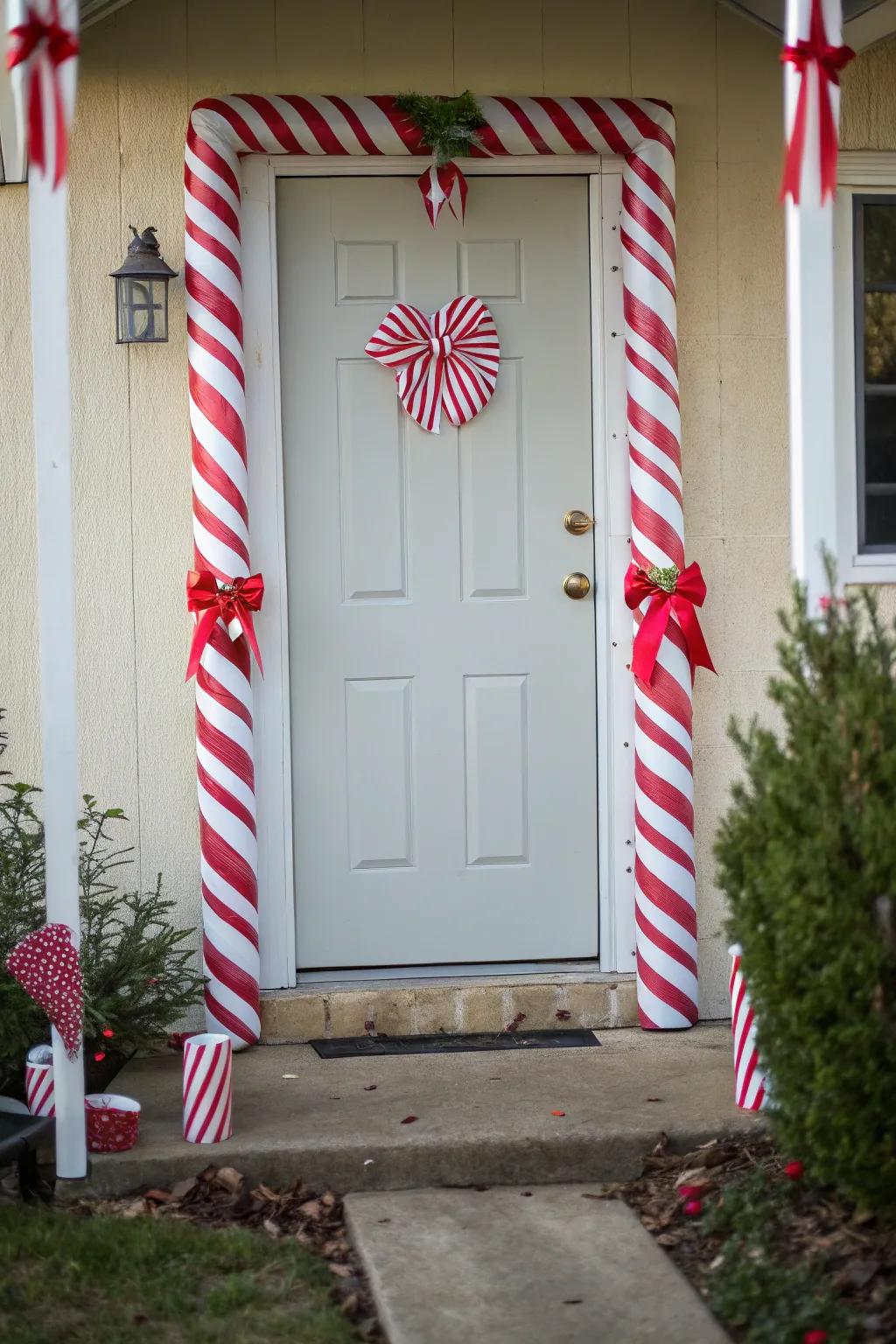 Sweeten your entry with sugar stick stripes.