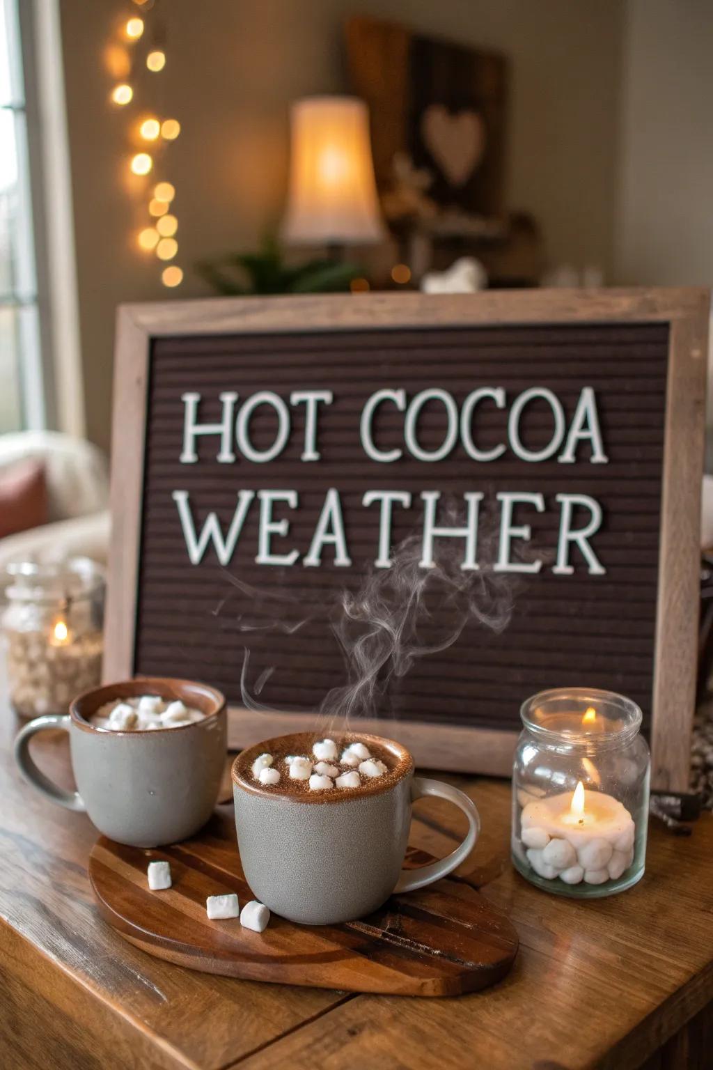 A 'Warm Cocoa Season' board impeccable for fashioning cozy winter atmospheres.