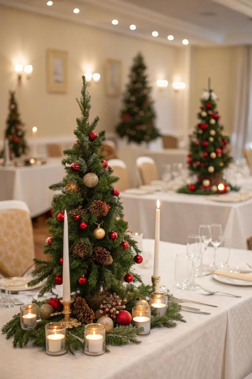 Small trees add a whimsical holiday accent.
