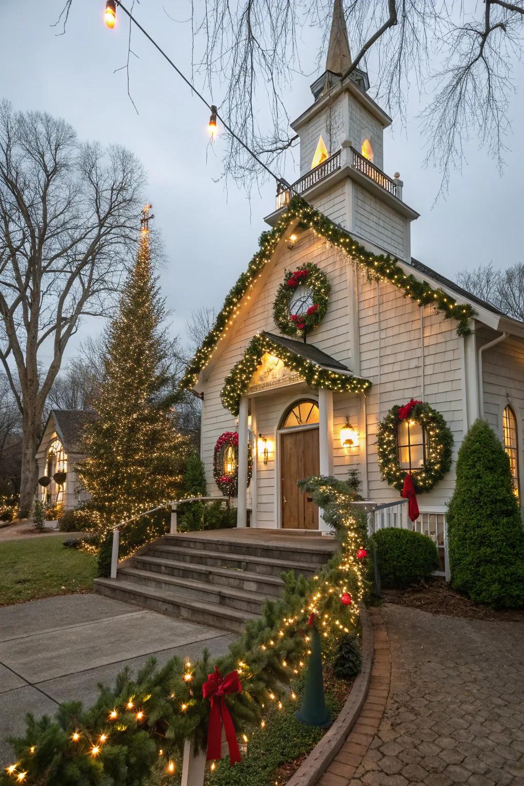 Chapel decorated with periodic loops and garlands.