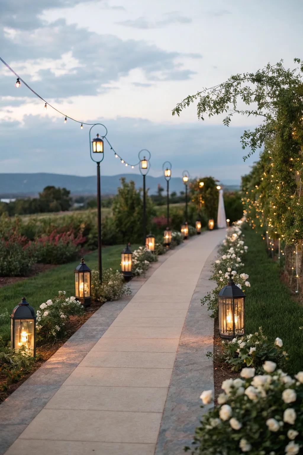 Elegant pathway lighting with marker lights.