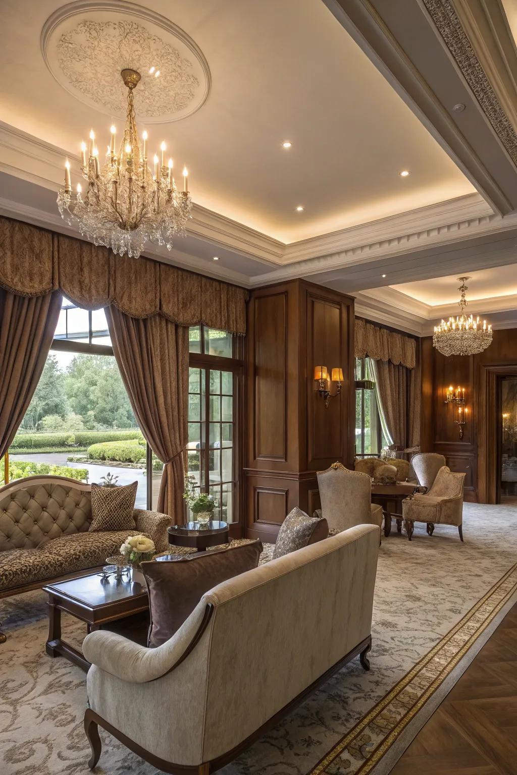 Opulent touches with premium materials inside a clubhouse.