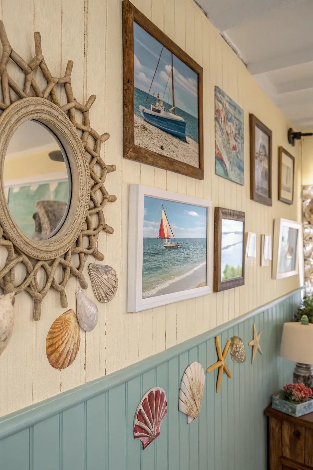 Seaside graphic art brings personality and depth to any room.