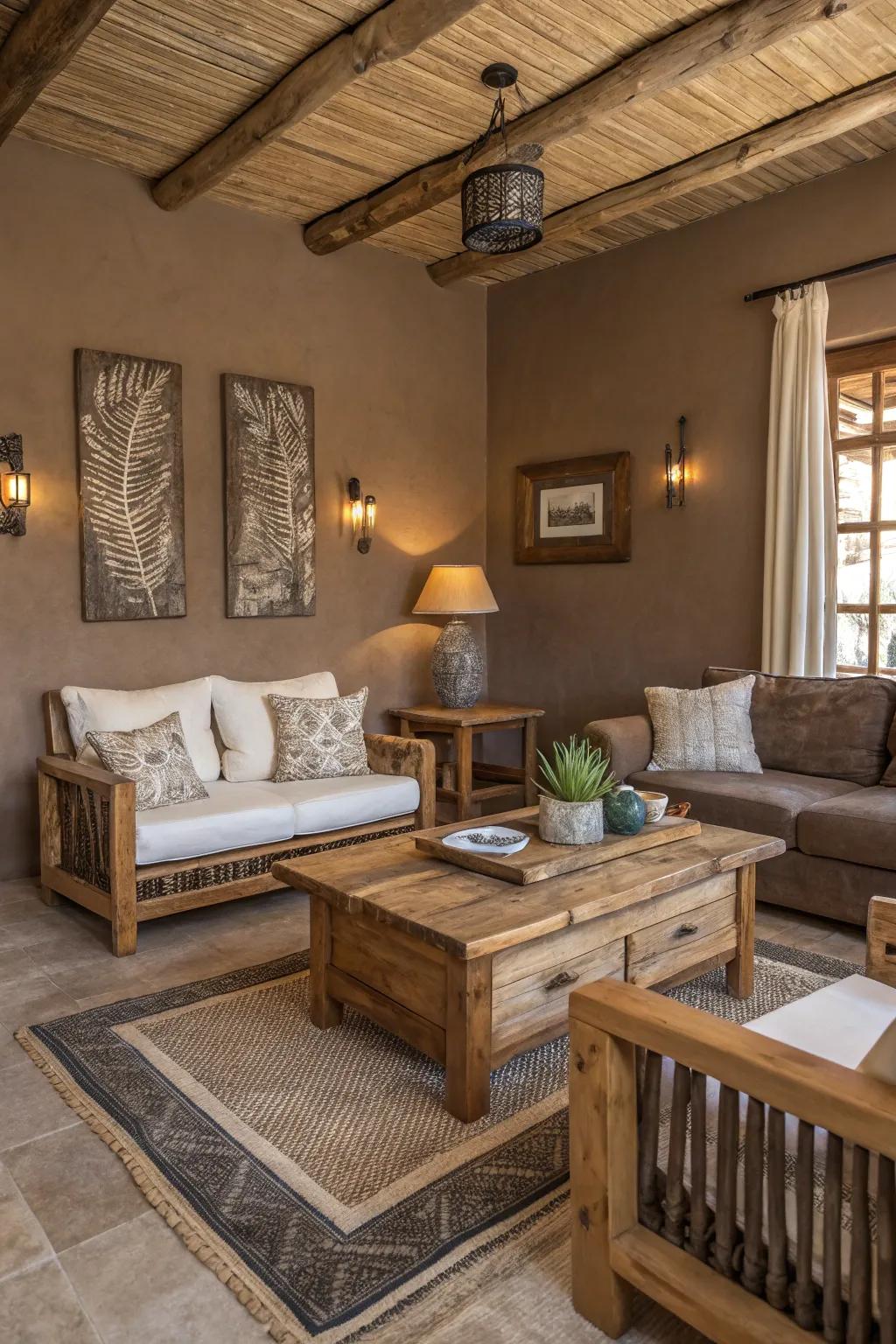 Ocean wood tan adds texture and warmth.