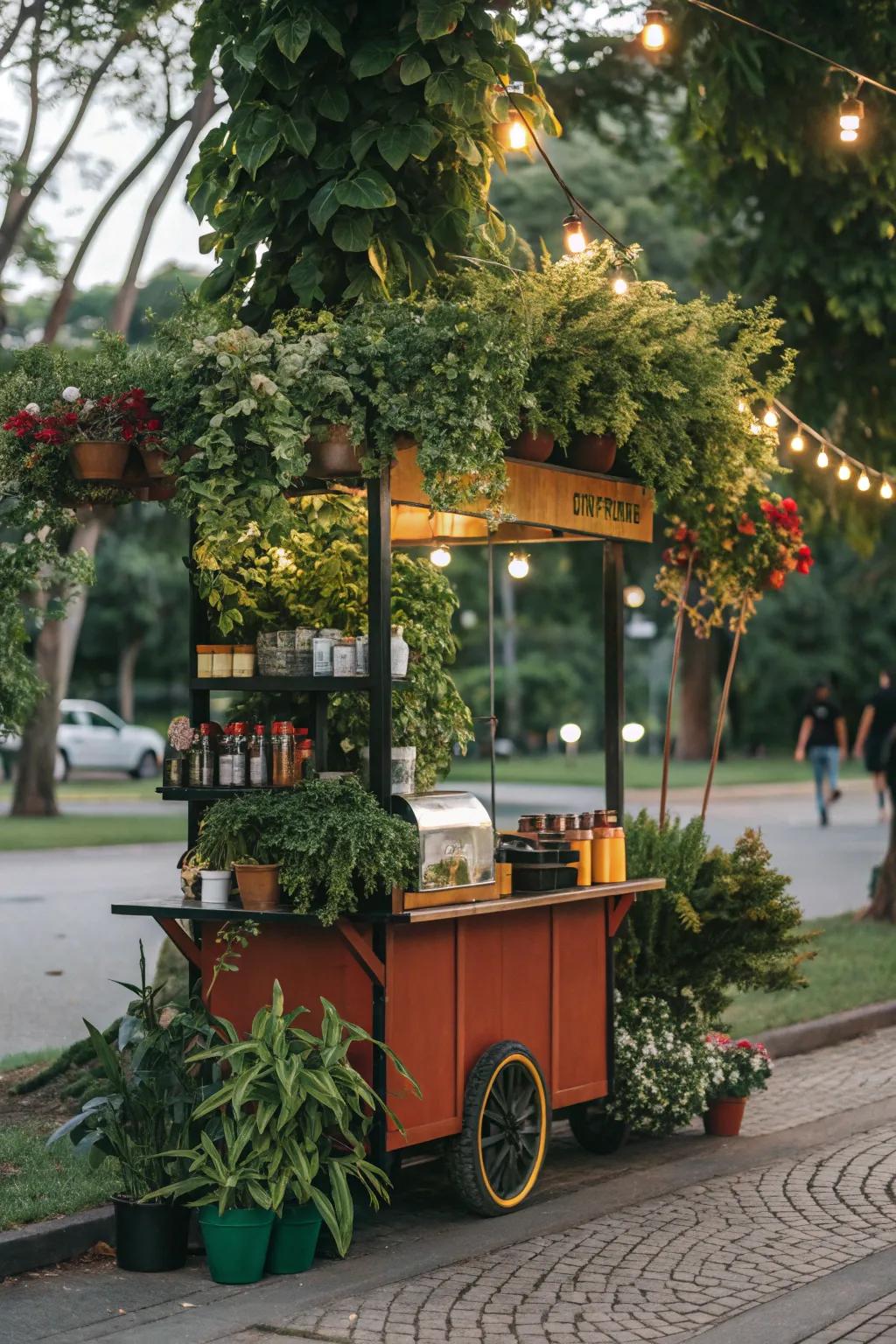Breathe in the fresh air with plants on your cart.