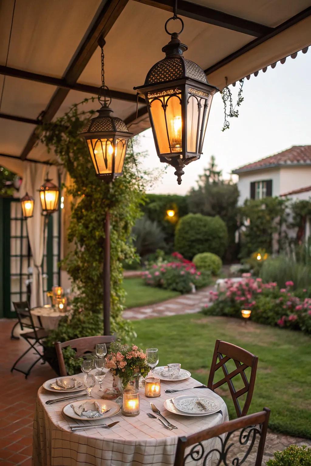 Vintage decor appends character and charm to the patio.