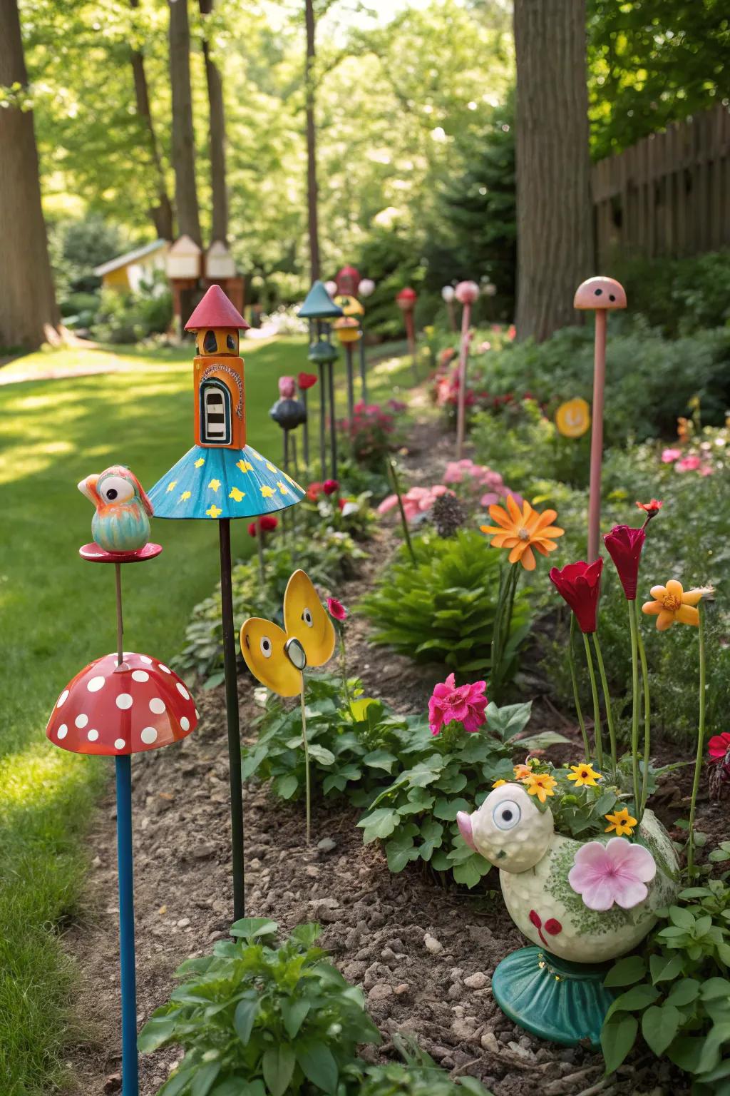 Introduce color and whimsy to your garden using pottery design.