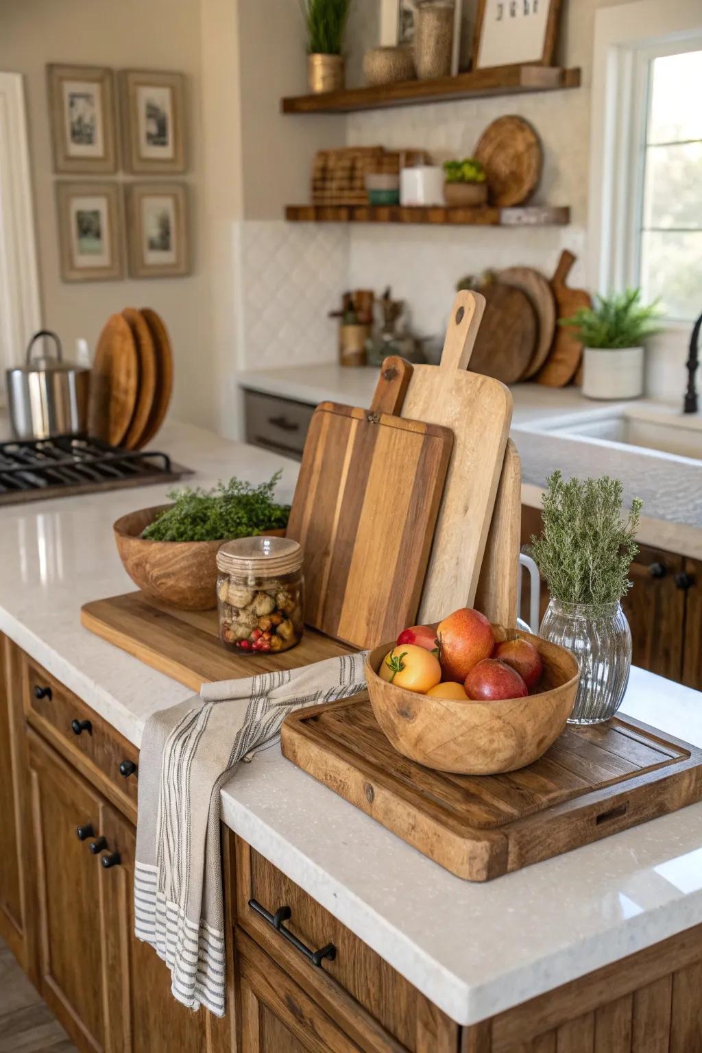 On-counter display for showing off chopping surfaces.