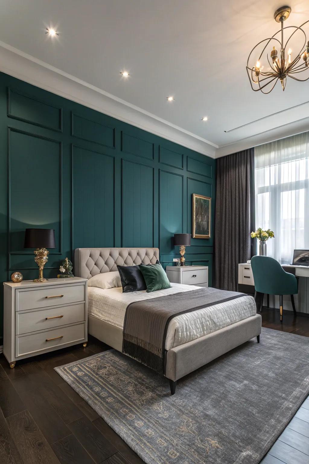 Modern furnishings harmonize with the audacity of teal.