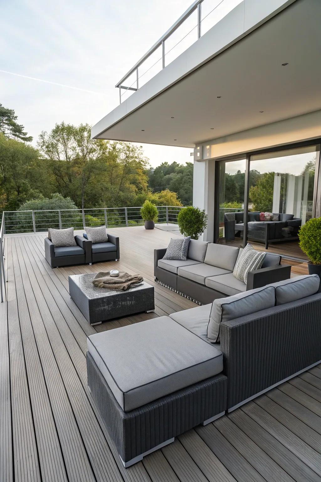 Your deck will be more flexible and adaptable with modular furniture.