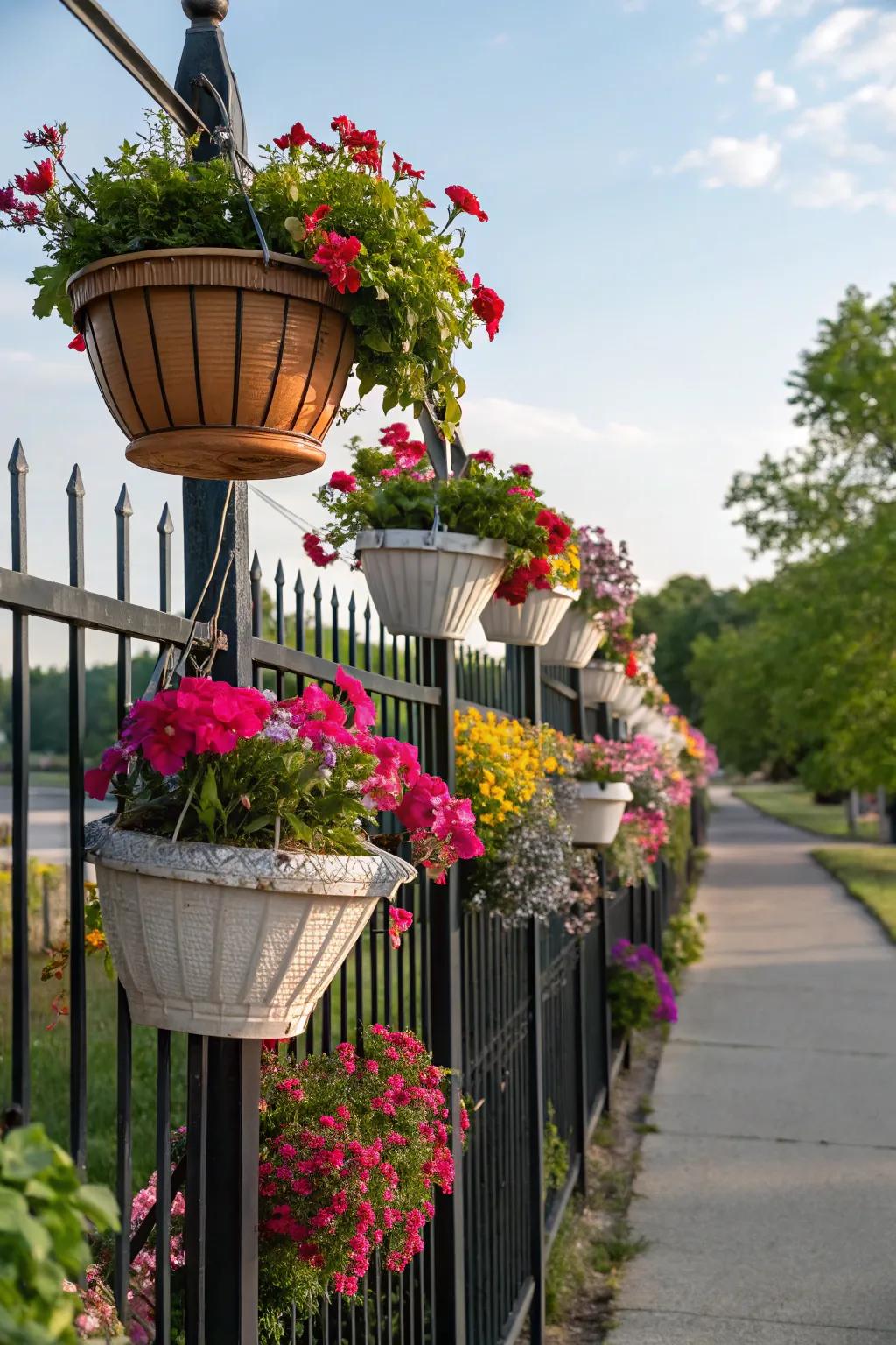 Suspended decors optimize utilization of upright space on your fence.