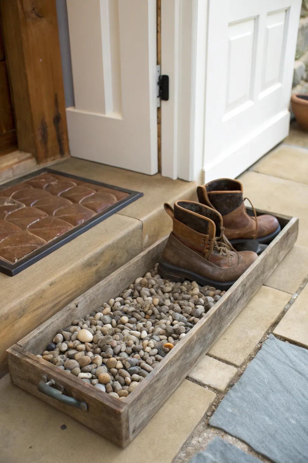 Maintain your floors immaculate via a chic pebble footwear tray.