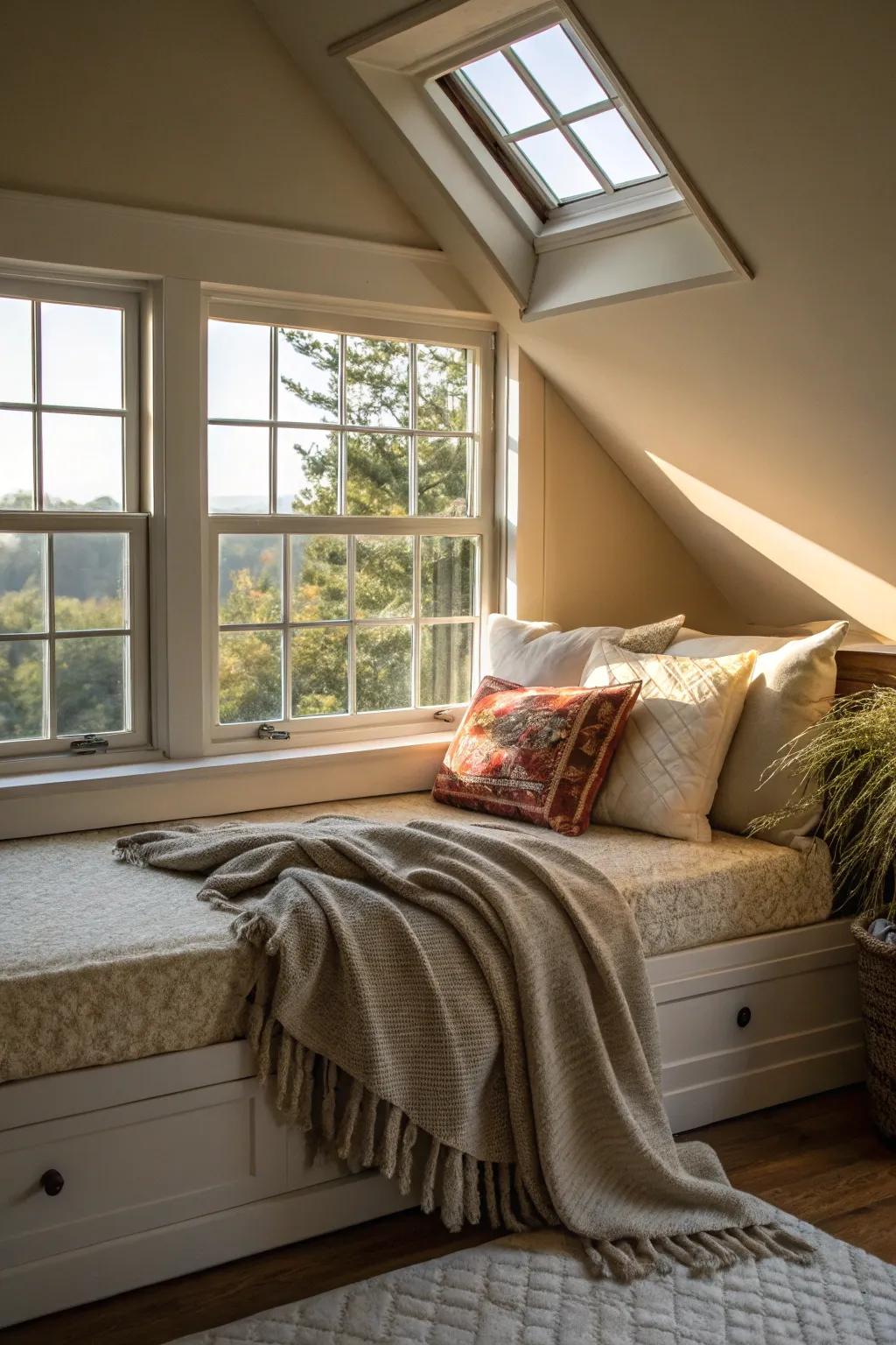 A daybed transmutes the dormer into a siesta-worthy haven.