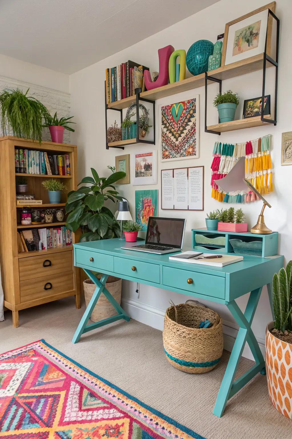 Sea blue desks bring vibrant energy to your workspace.